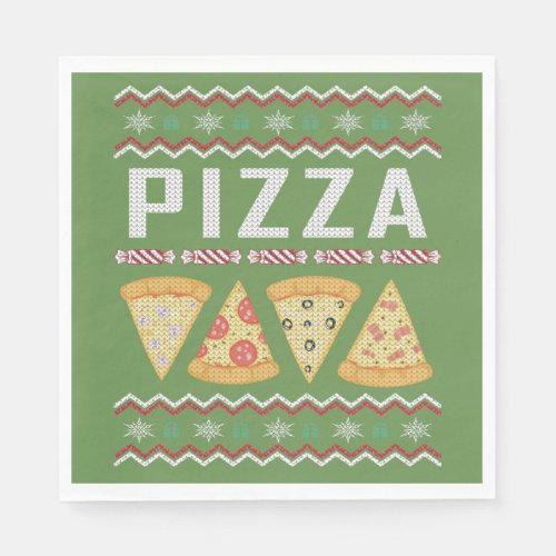 Pizza Ugly Christmas Sweater Napkins