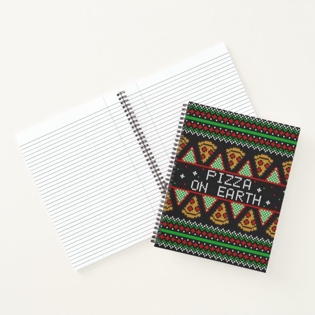 Pizza Ugly Christmas Sweater Notebook (Inside)