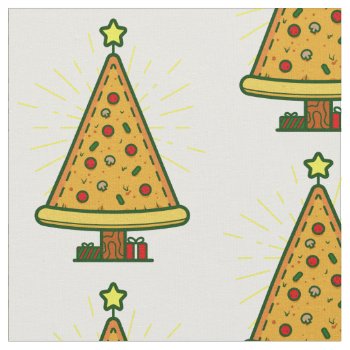 Pizza Ugly Christmas Tree Fabric by funnychristmas at Zazzle