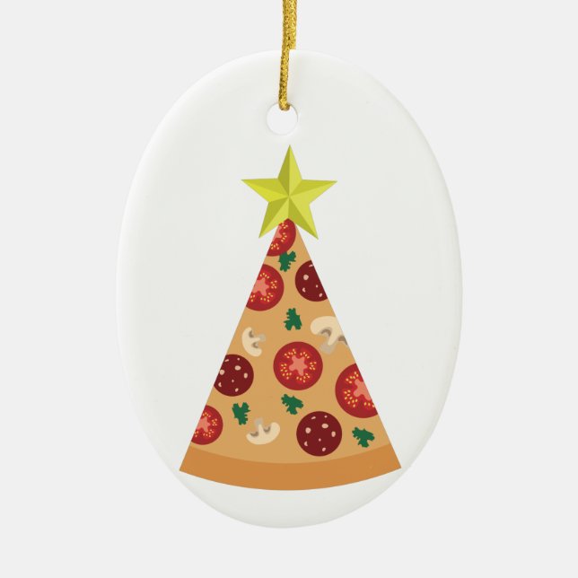 pizza ugly christmas tree funny ceramic ornament (Front)