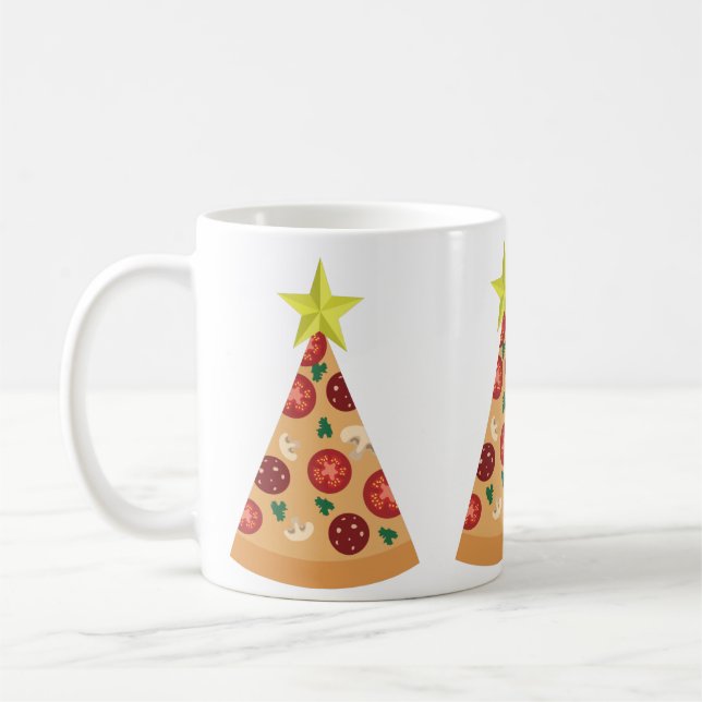 pizza ugly christmas tree funny coffee mug (Left)