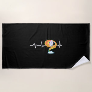 Pizza Unicorn Heartbeat Unicorn Gift Pizza Unicorn Beach Towel
