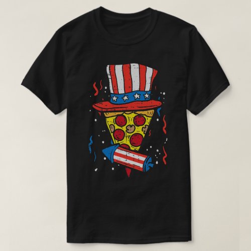 Pizza US Flag Firecracker 4th Of July Patriotic T_Shirt