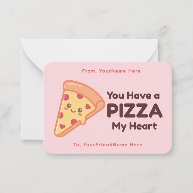 Pizza Valentine Classroom Note Card  (Front)
