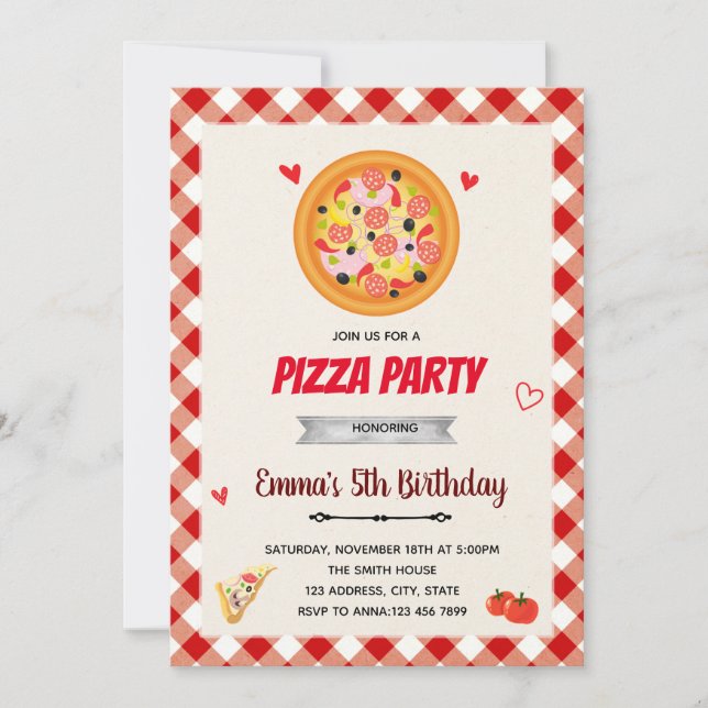 Pizza valentine party invitation (Front)