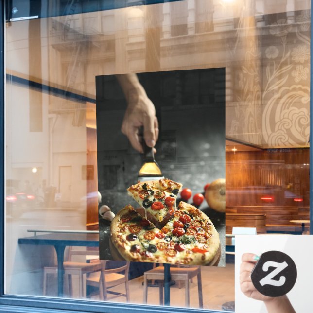 Pizza Vegetarian Cooking Kitchen Pizza Shop Window Cling (Cafe Window)