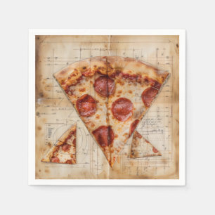 Pizza Vintage Blueprint Napkins