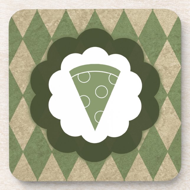 pizza vintage drink coaster (Front)