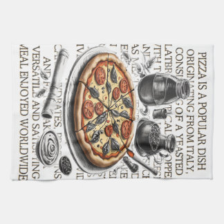 Pizza vintage sketch by CallisC Arts ⭐⭐⭐⭐⭐ Kitchen Towel