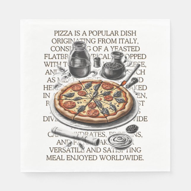 Pizza vintage sketch by CallisC Arts ⭐⭐⭐⭐⭐ Napkins (Front)