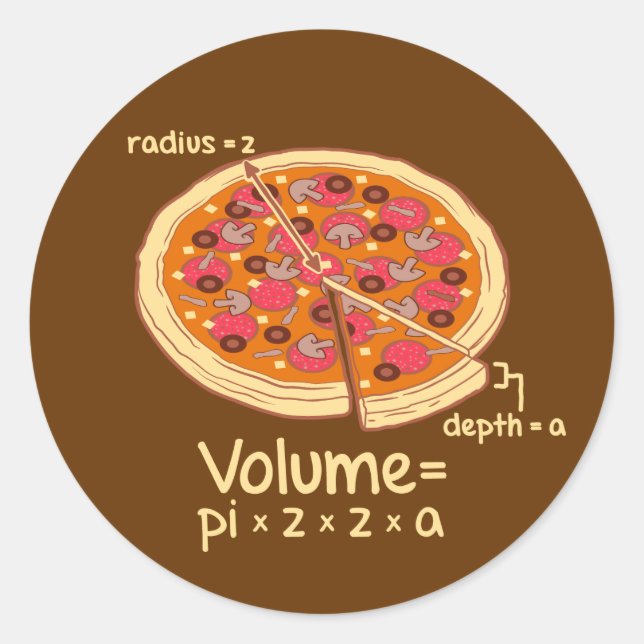 Pizza Volume Mathematical Formula = Pi*z*z*a Classic Round Sticker (Front)