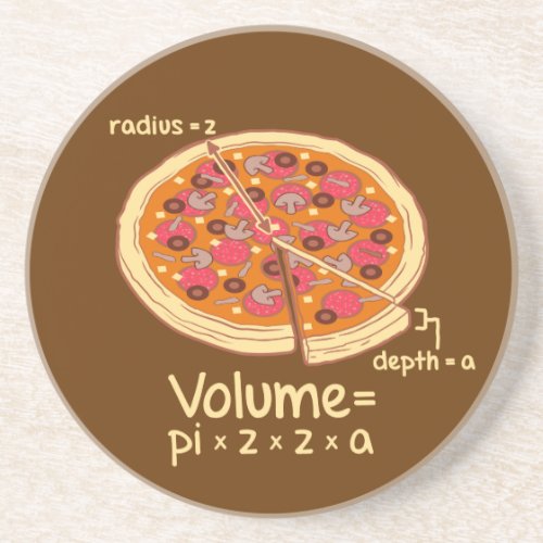 Pizza Volume Mathematical Formula  Pizza Drink Coaster