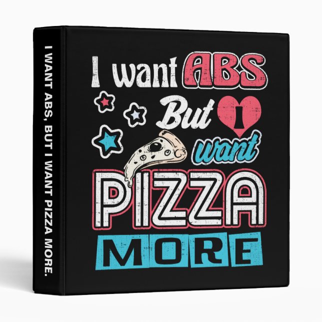 Pizza vs Abs - Bulking Diet - Funny Carbs Novelty 3 Ring Binder (Front/Spine)