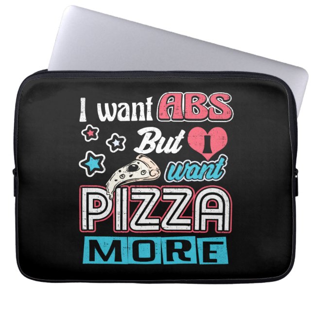 Pizza vs Abs - Bulking Diet - Funny Carbs Novelty Laptop Sleeve (Front)