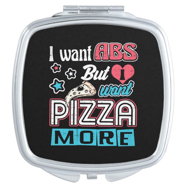 Pizza vs Abs - Bulking Diet - Funny Carbs Novelty Vanity Mirror (Front)