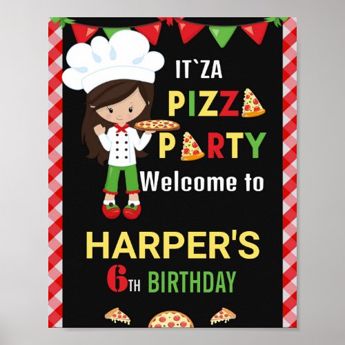 Pizza welcome party sign Italian birthday party