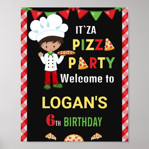 Pizza welcome party sign Italian pizzeria birthday