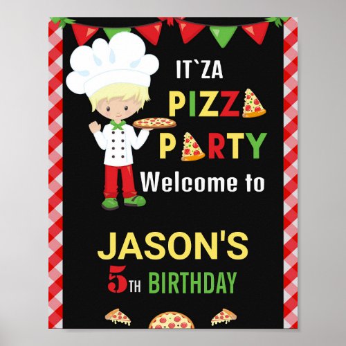 Pizza welcome party sign Pizza cooking party