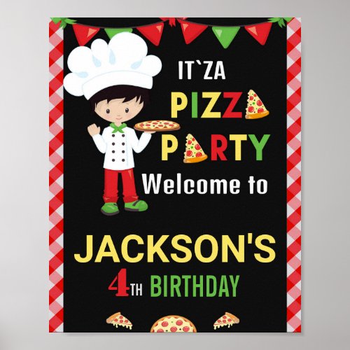 Pizza welcome party sign Pizza making party poster