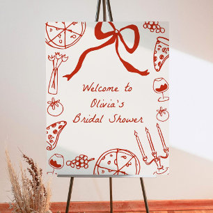 Pizza Welcome Sign Template Editable Hand Drawn