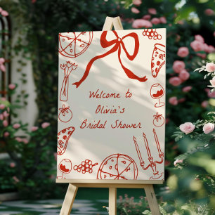 Pizza Welcome Sign Template Editable Hand Drawn