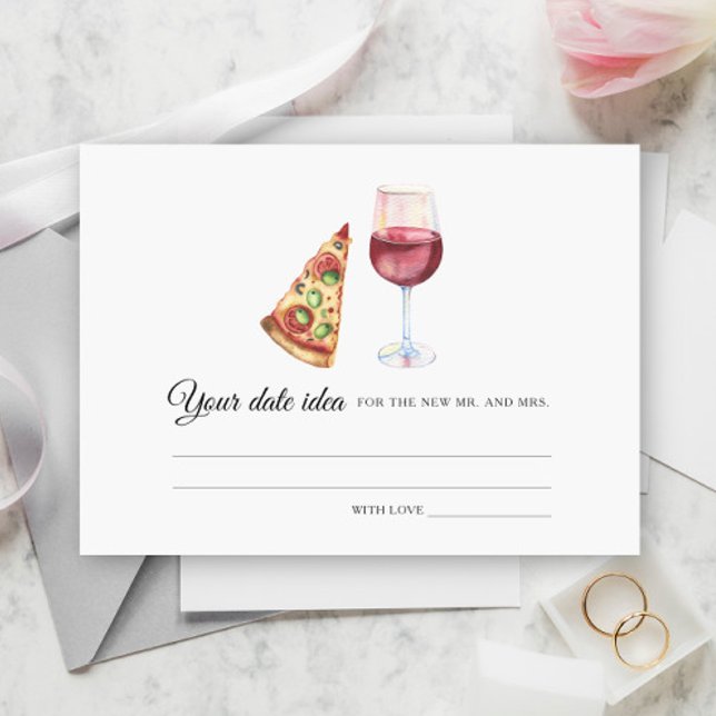 Pizza & Wine Bridal shower Date night ideas Enclosure Card (Creator Uploaded)