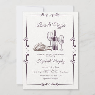 Pizza Wine Bridal Shower Invitation