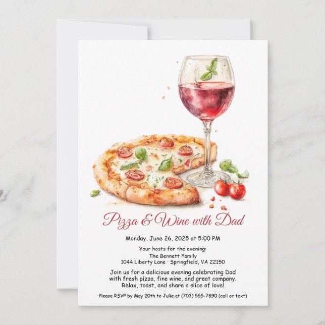 Pizza & Wine Night – Father’s Day Dinner Party  Invitation (Front)