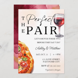Pizza Wine Perfect Pair Couple Coed Wedding Shower Invitation