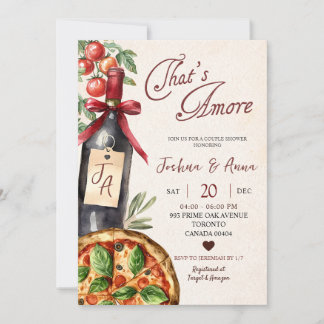 Pizza Wine That's Amore Bridal Shower Invitation