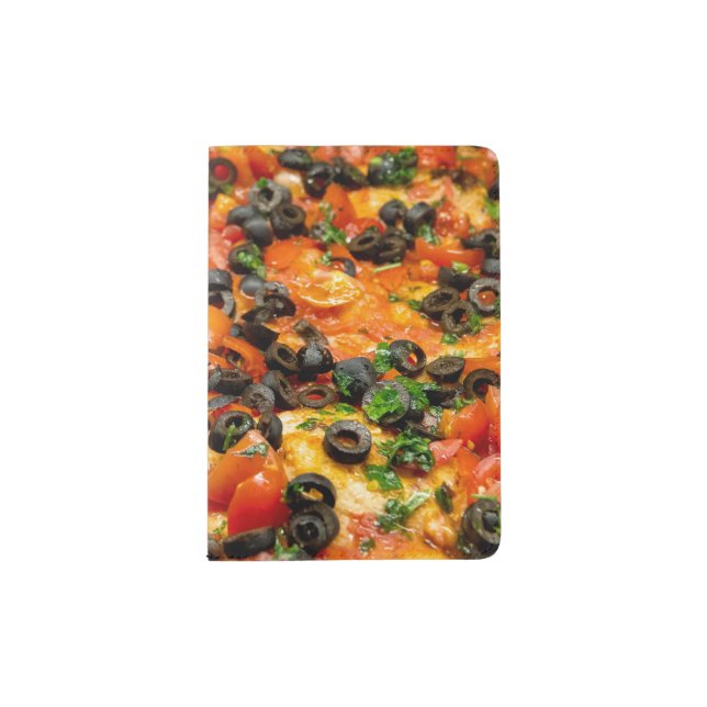 Pizza with black olives passport holder (Front)