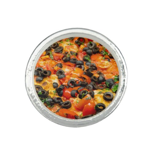 Pizza with black olives ring