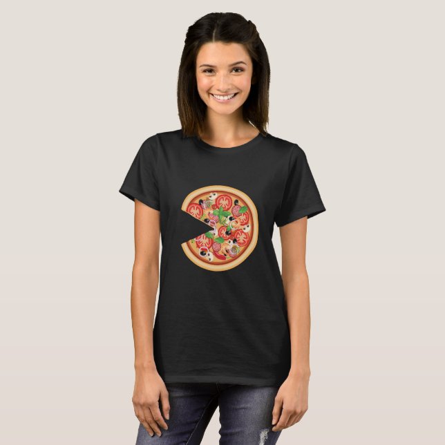 Pizza with Missing Slice Matching Couples T-Shirt (Front Full)