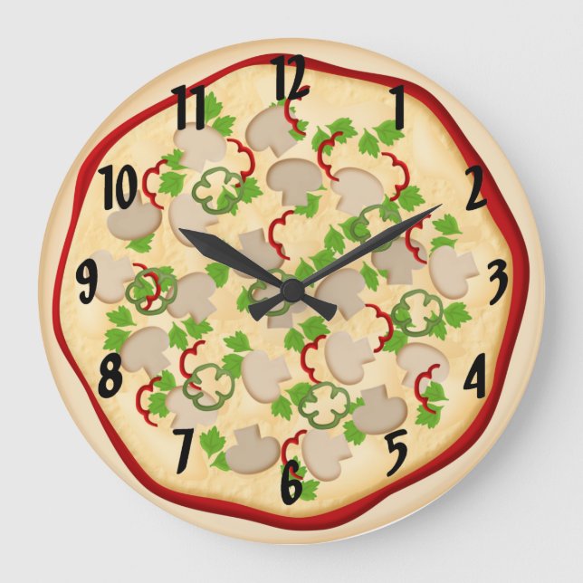 pizza with mushrooms and peppers large clock (Front)