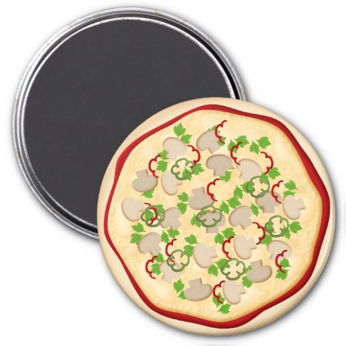 Pizza with mushrooms and peppers magnet