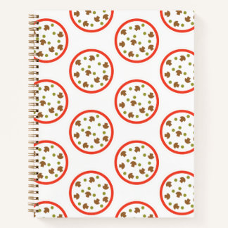 Pizza with Mushrooms Fun Cute Fast Food Cartoon Notebook