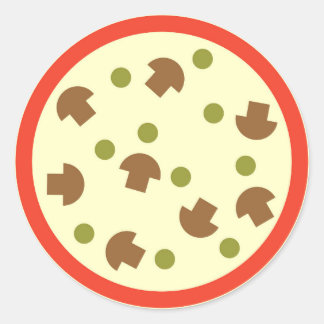 Pizza with Mushrooms Olives Cheese Tomato Sauce Classic Round Sticker