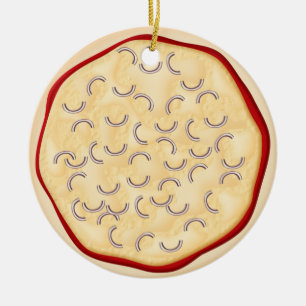 Pizza with onions ceramic ornament