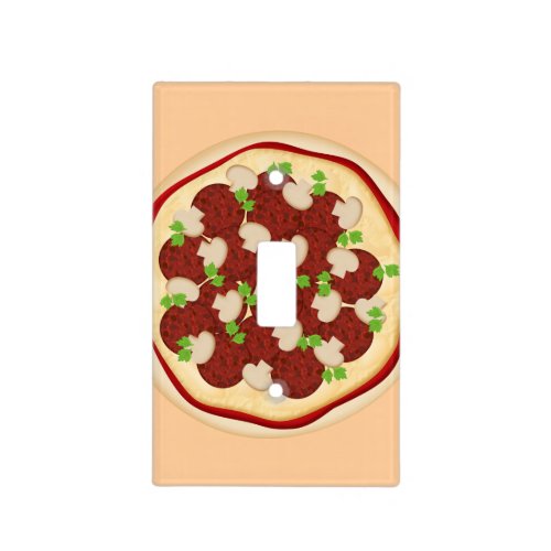 Pizza with pepperoni and mushrooms light switch cover