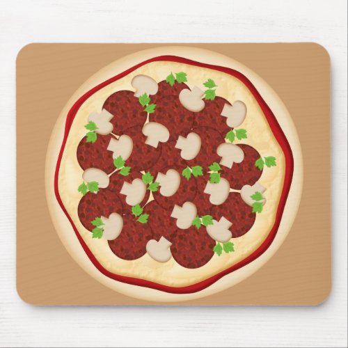 Pizza with pepperoni and mushrooms mouse pad