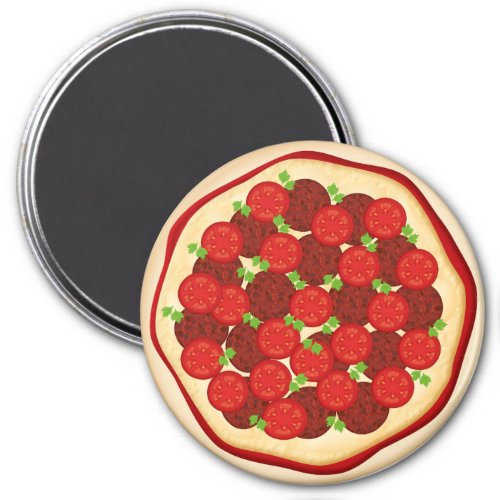 Pizza with pepperoni and tomatoes magnet