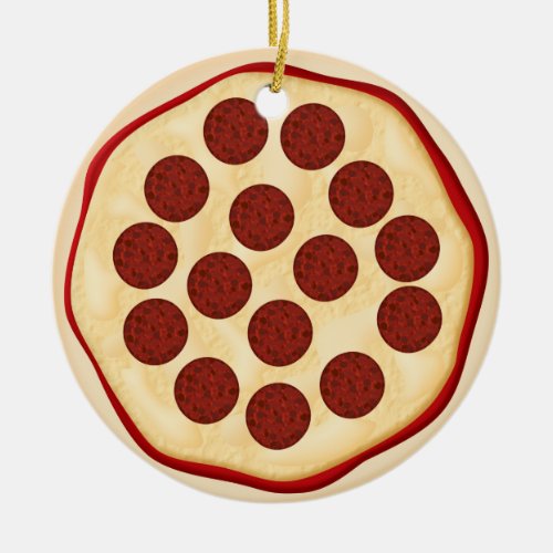 Pizza with pepperoni ceramic ornament