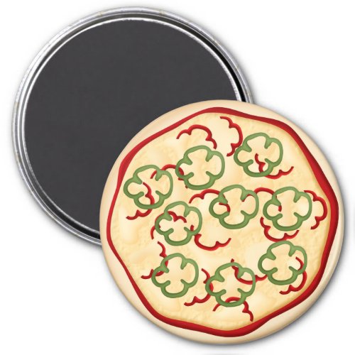 Pizza with red and green peppers magnet