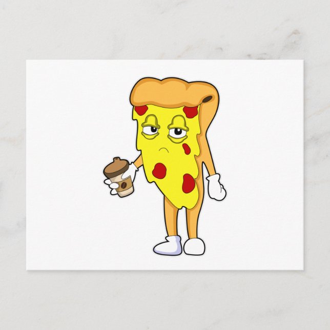 Pizza with Salami Cheese & Coffee Postcard (Front)