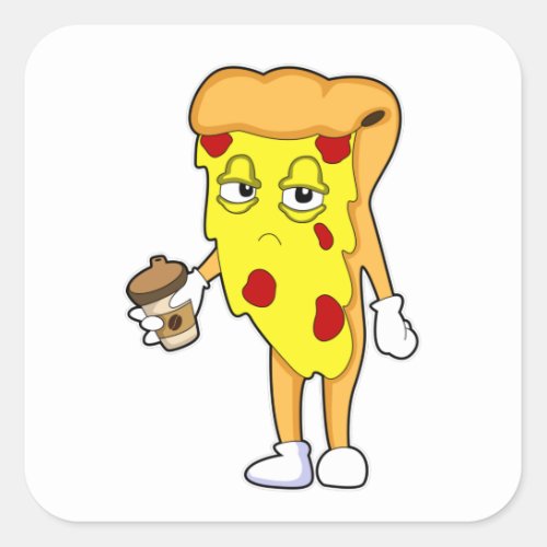 Pizza with Salami Cheese  Coffee Square Sticker