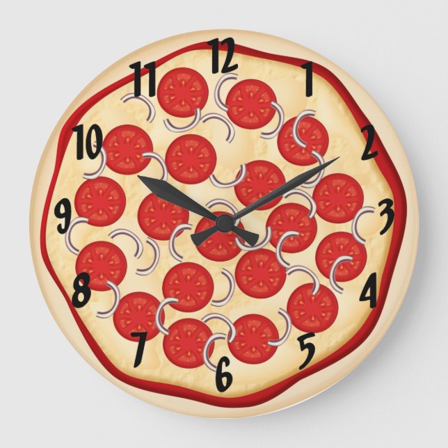 Pizza with tomatoes and onions large clock (Front)