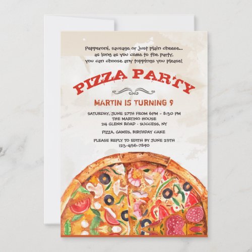 Pizza With Toppings Invitation