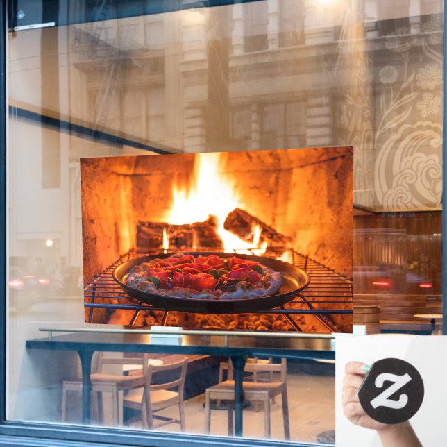 Pizza Wood Fired Pizza Brick Oven Pizza Shop Window Cling (Cafe Window)