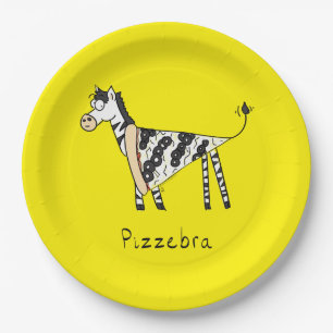 Pizza Zebra Cute Kids Animal Paper Plates