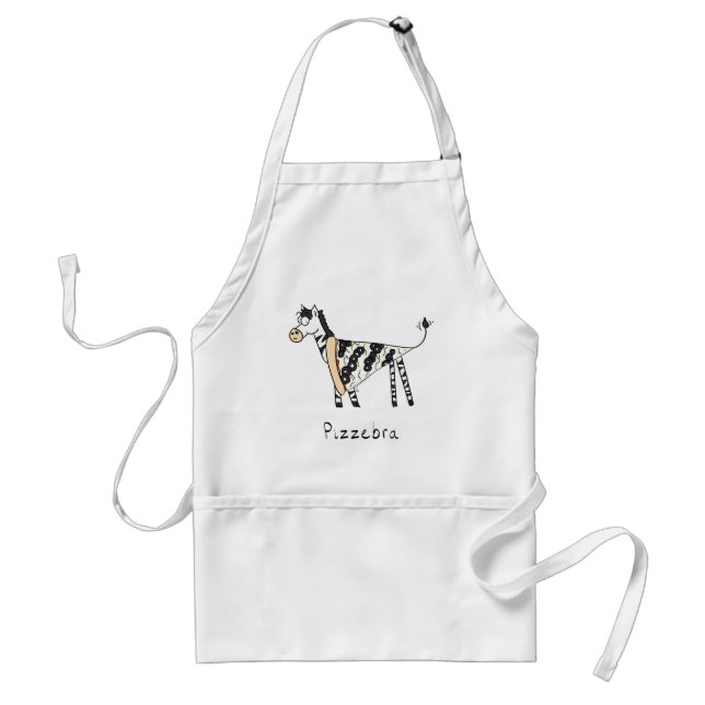 Pizza Zebra Cute Kids Cartoon Adult Apron (Front)